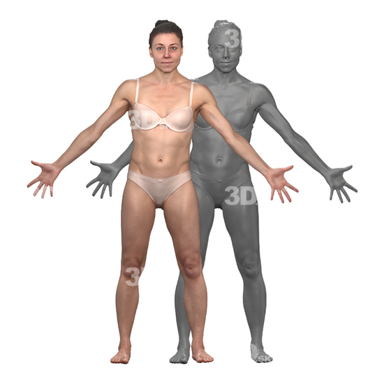 Whole Body Woman White Underwear 3D Clean A-Pose Bodies