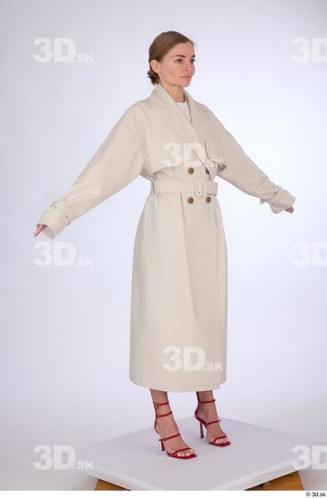 Whole Body Woman Casual Coat Slim Standing Studio photo references