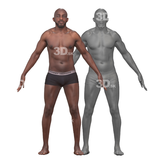 Whole Body Man Black Underwear 3D Clean A-Pose Bodies