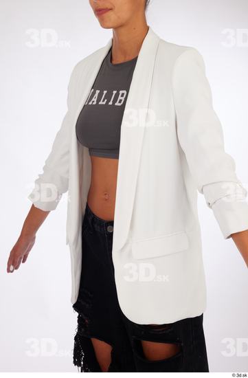 Upper Body Woman White Casual Slim Studio photo references