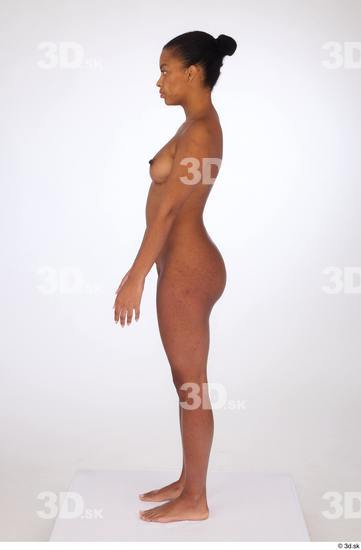 Whole Body Woman White Black Nude Slim Standing Studio photo references