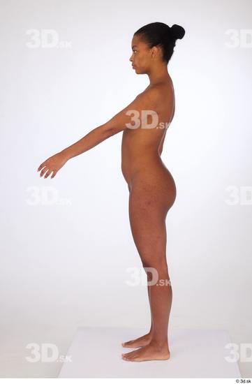 Whole Body Woman White Black Nude Slim Standing Studio photo references