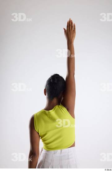 Arm Back Woman Black Casual Slim Top Studio photo references