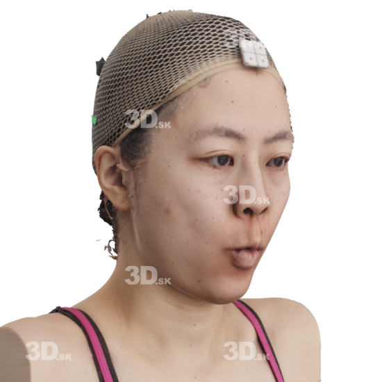 Head Woman Asian 3D Phonemes And Emotions