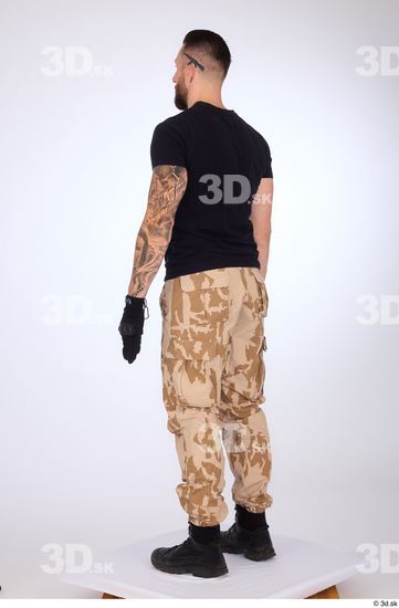 Whole Body Man White Gloves Trousers Slim Standing Studio photo references