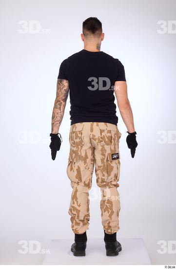 Whole Body Man White Gloves Trousers Slim Standing Studio photo references