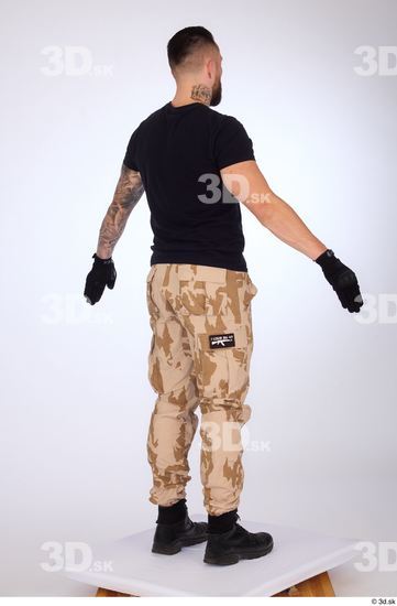 Whole Body Man White Gloves Trousers Slim Standing Studio photo references