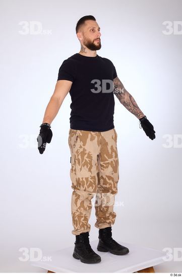 Whole Body Man White Gloves Trousers Slim Standing Studio photo references