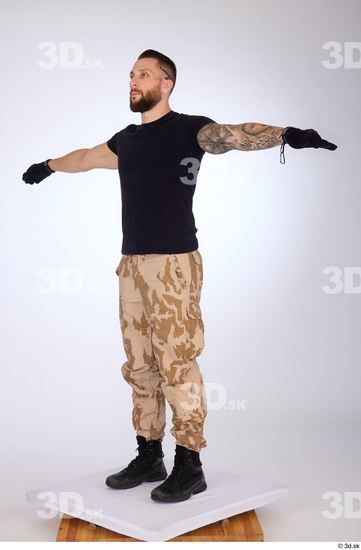 Whole Body Man White Gloves Trousers Slim Standing Studio photo references