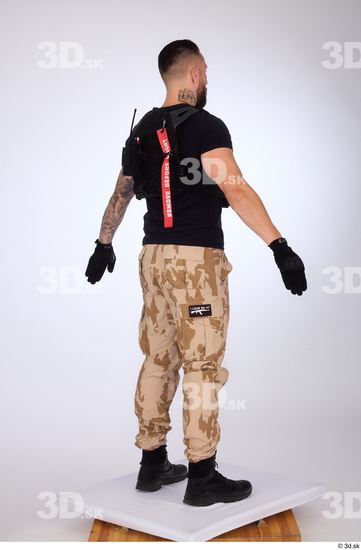 Man White Gloves Trousers Vest Slim Standing Studio photo references