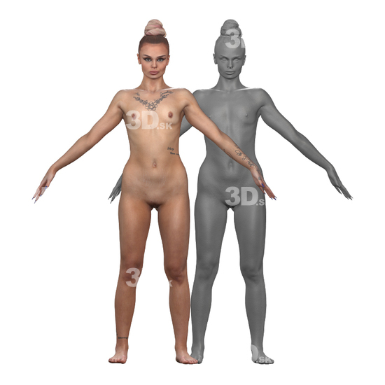 Whole Body Woman White Nude 3D Clean A-Pose Bodies