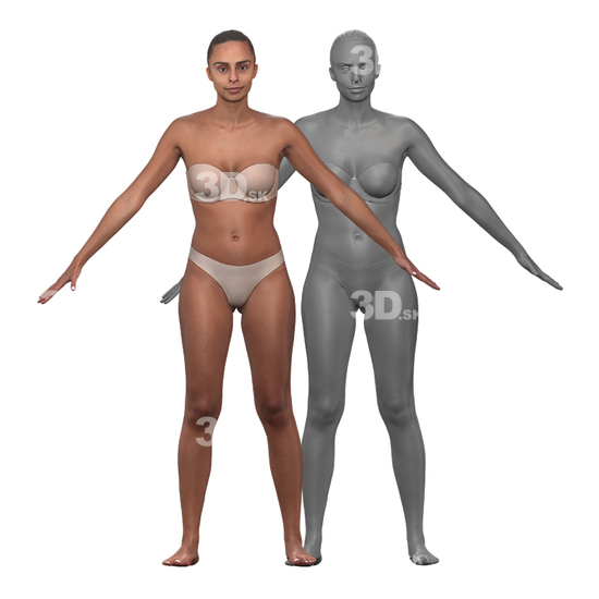 Whole Body Woman White 3D Clean A-Pose Bodies