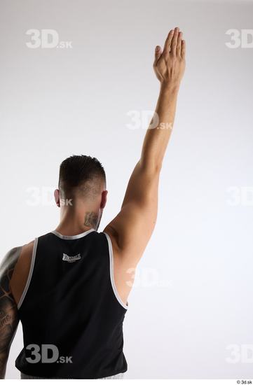 Arm Back Man White Sports Slim Athletic Top Studio photo references