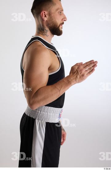 Arm Man White Sports Slim Athletic Top Studio photo references