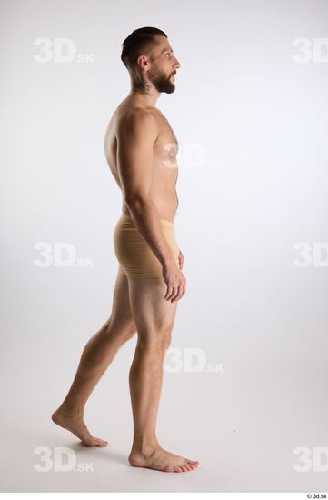 Whole Body Man White Underwear Slim Walking Studio photo references