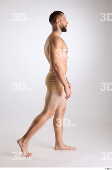 Whole Body Man White Underwear Slim Walking Studio photo references