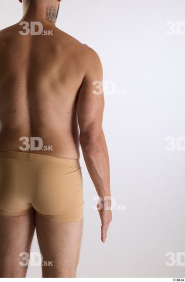 Arm Back Man White Nude Slim Studio photo references