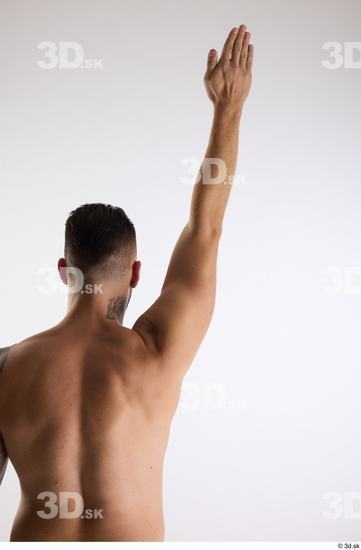 Arm Back Man White Nude Slim Studio photo references