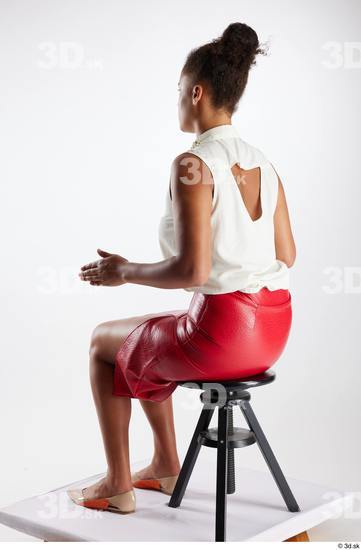 Whole Body Woman White Black Casual Skirt Blouse Average Sitting Studio photo references