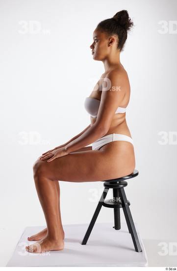 Whole Body Woman White Black Underwear Average Sitting Studio photo references