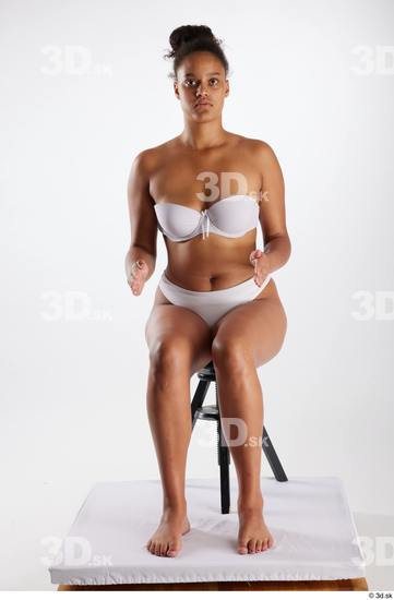 Whole Body Woman White Black Underwear Average Sitting Studio photo references