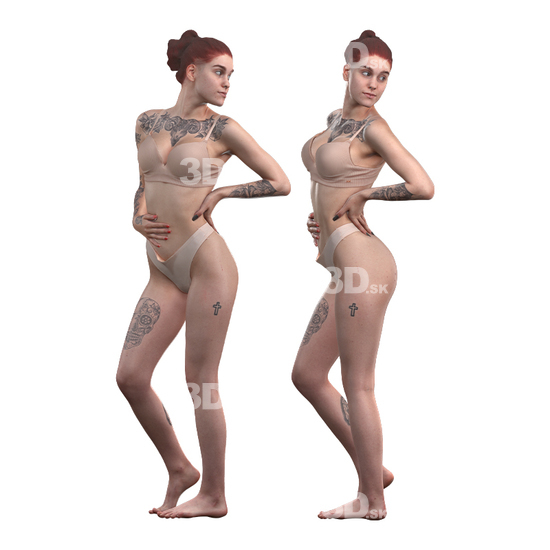 Whole Body Woman White 3D Cleaned Bodies