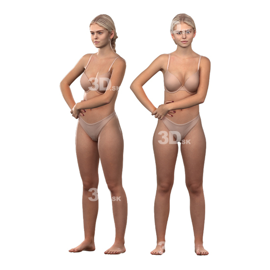 Whole Body Woman White Underwear  3D Cleaned Bodies