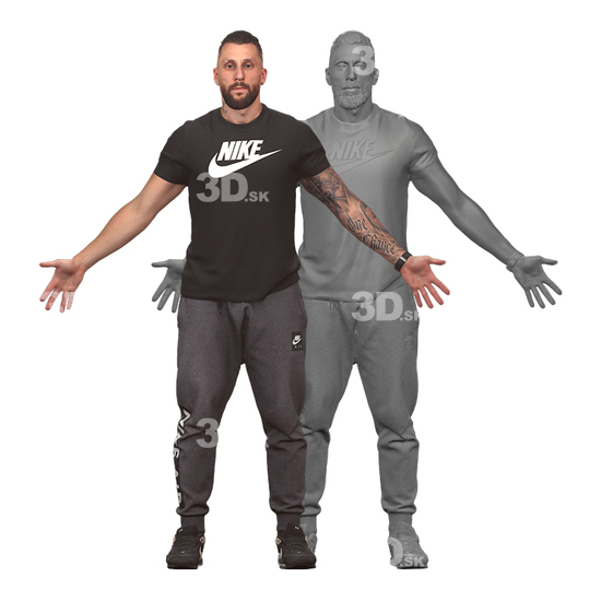 Whole Body Man White Casual 3D Clean A-Pose Bodies