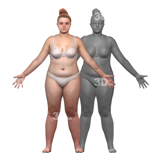 Whole Body Woman White Underwear 3D Clean A-Pose Bodies