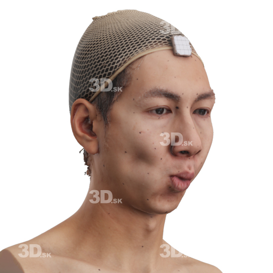 Head Man Asian 3D Phonemes And Emotions