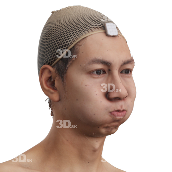 Head Man Asian 3D Phonemes And Emotions