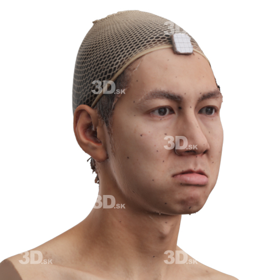 Head Man Asian 3D Phonemes And Emotions