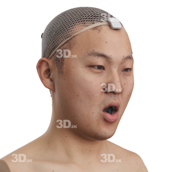 Head Man Asian 3D Phonemes And Emotions