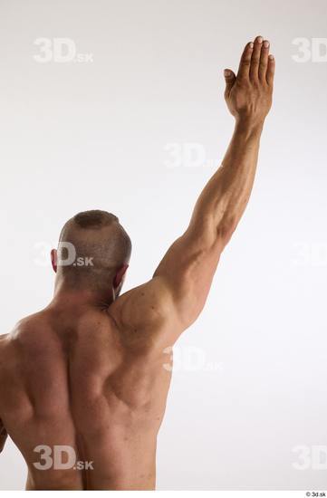 Arm Back Man White Nude Muscular Studio photo references