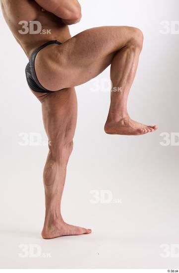 Leg Man White Underwear Muscular Studio photo references