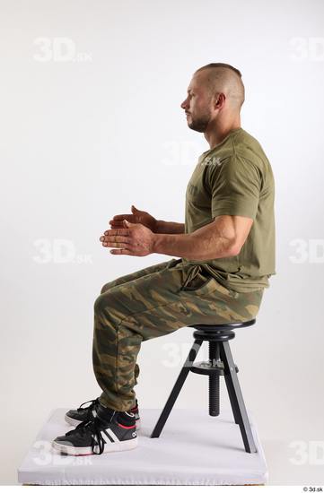 Whole Body Man White Casual Muscular Athletic Sitting Studio photo references