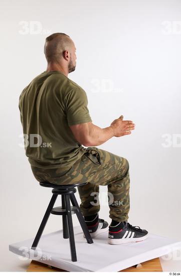 Whole Body Man White Casual Muscular Athletic Sitting Studio photo references