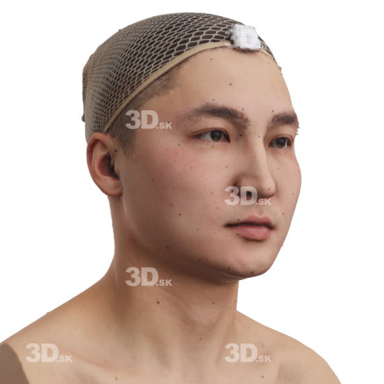 Head Man Asian 3D Phonemes And Emotions