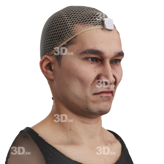 Head Man Asian 3D Phonemes And Emotions