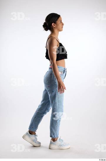 Whole Body Woman Casual Jeans Slim Walking Top Studio photo references