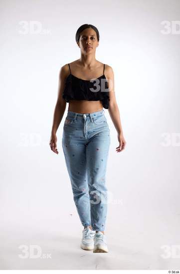 Whole Body Woman Casual Jeans Slim Walking Top Studio photo references