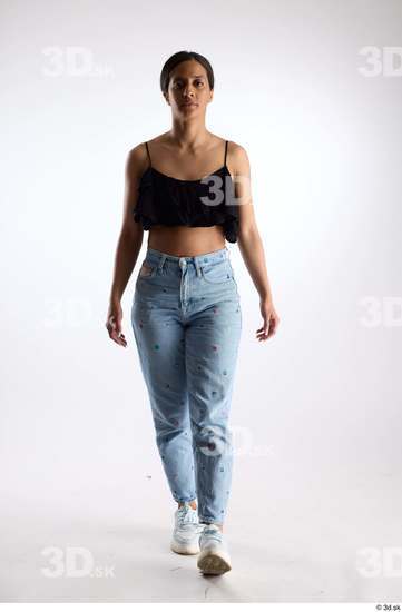 Whole Body Woman Casual Jeans Slim Walking Top Studio photo references