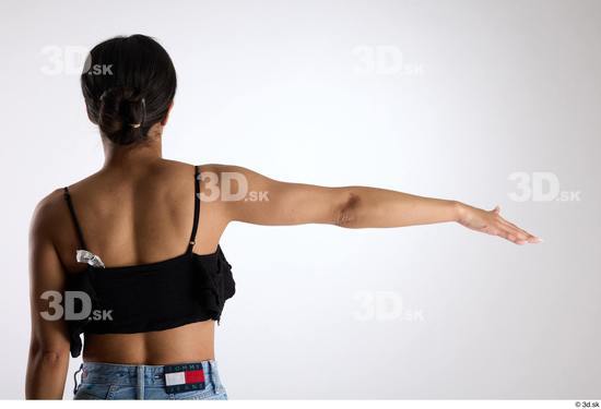 Arm Back Woman Casual Slim Top Studio photo references