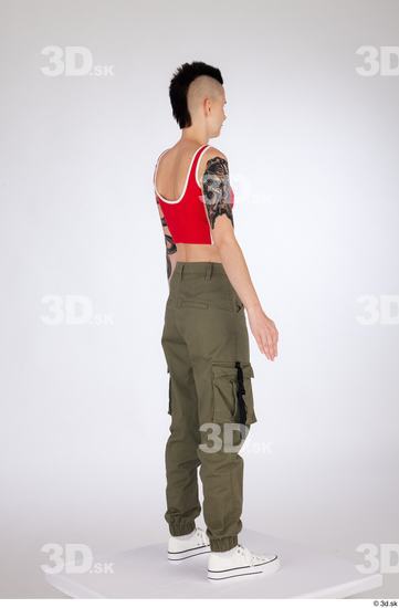 Whole Body Woman White Casual Pants Slim Standing Top Studio photo references