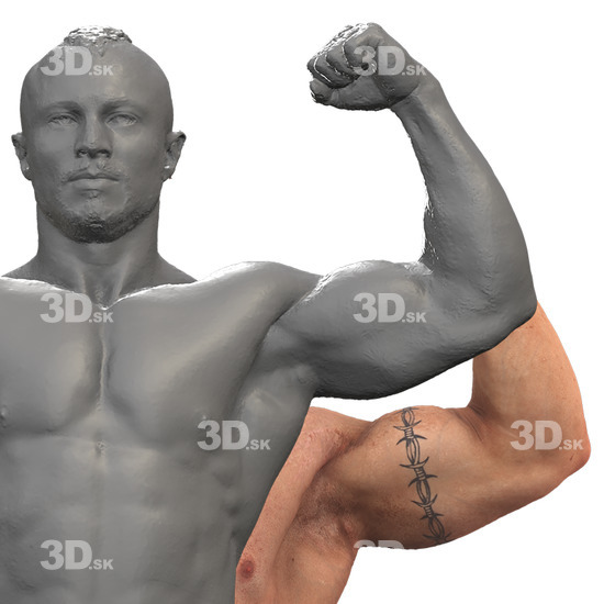 Upper Body Man White Underwear Muscular 3D Phonemes And Emotions