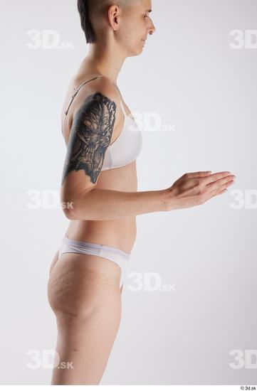 Arm Woman White Underwear Slim Studio photo references