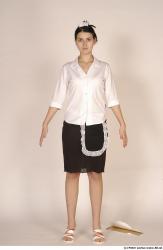Whole Body Woman White Uniform Shoes Slim Costume photo references