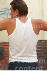 Upper Body Man White Casual Singlet Average