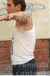 Upper Body Man White Casual Singlet Average