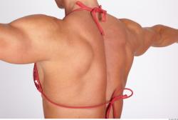 Whole Body Back Woman Nude Underwear Bra Muscular Studio photo references